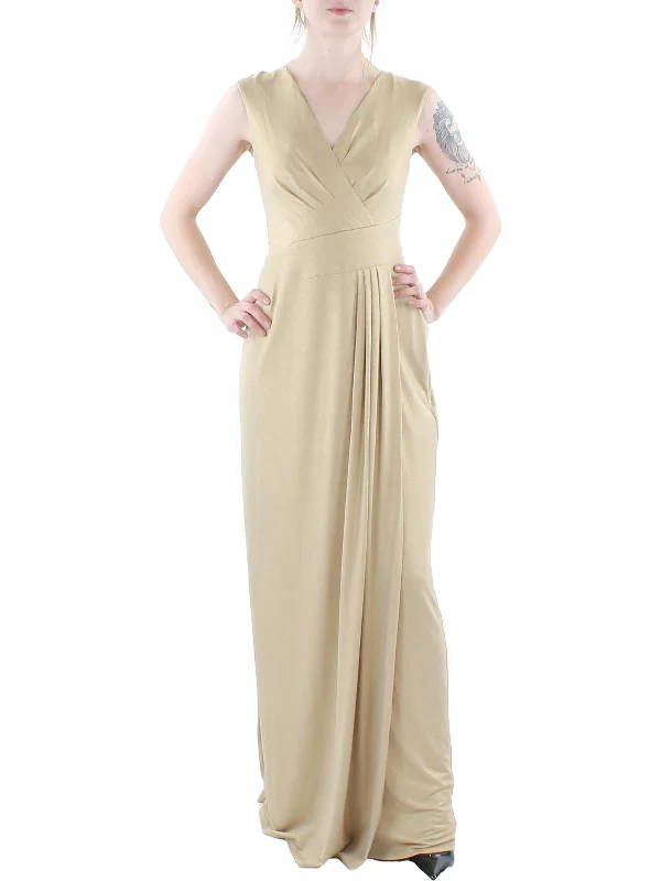 Womens Metallic Surplice Evening Dress Women's Formal Event Attire