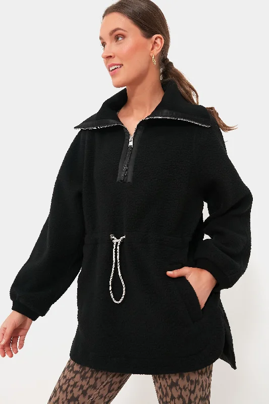 Black Parnel Half Zip Fleece Fashion Women's Clothing