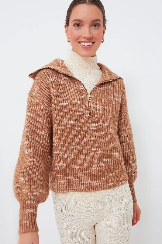 Golden Bronze and Egret Ridley Half Zip Knit Affordable Online Boutique