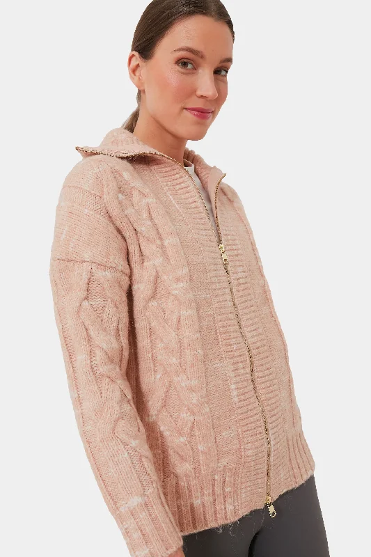 Blush Tan and Egret Aida Jumbo Cable Knit Jacket Best Boutiques Online