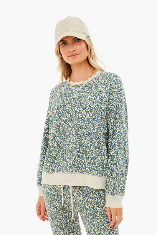 Cream Field Floral Slouch Sweatshirt Cheap Women's Clothing Online