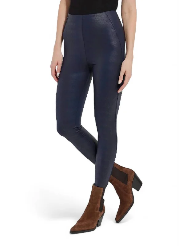 Patterned Matilda Foil Legging In Navy Snake Clothes Woman