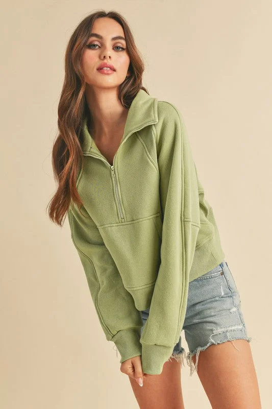 Dove Funnel Neck Half Zip Online Clothing Boutiques