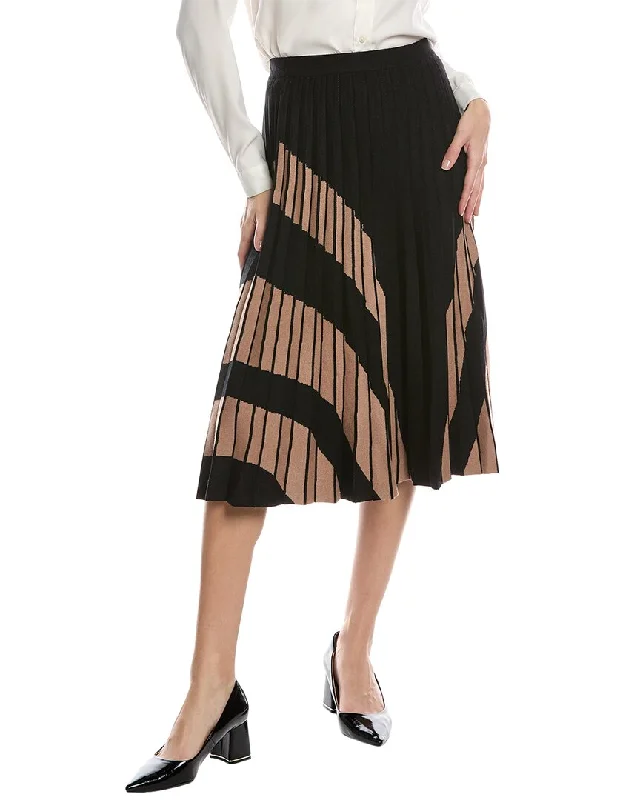 T Tahari Pull-On Side Stripe Flare Rib Skirt Women's Elegant Clothing Sets