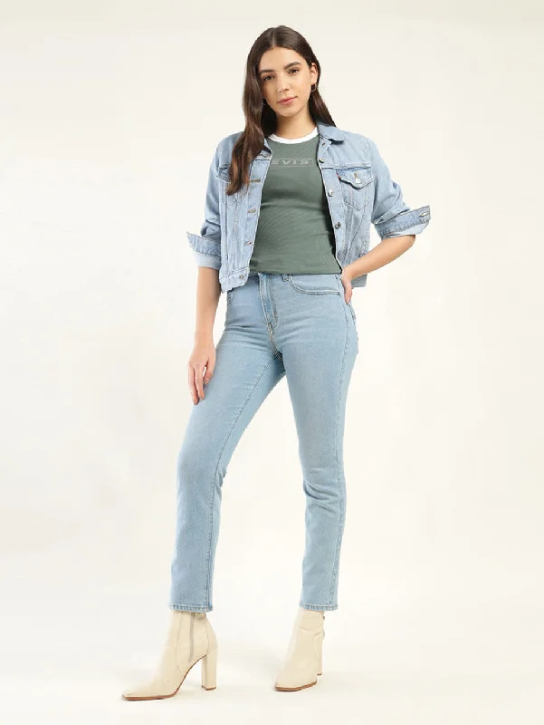 Women's High Rise 724 Slim Straight Fit Blue Jeans Women's Travel Garments