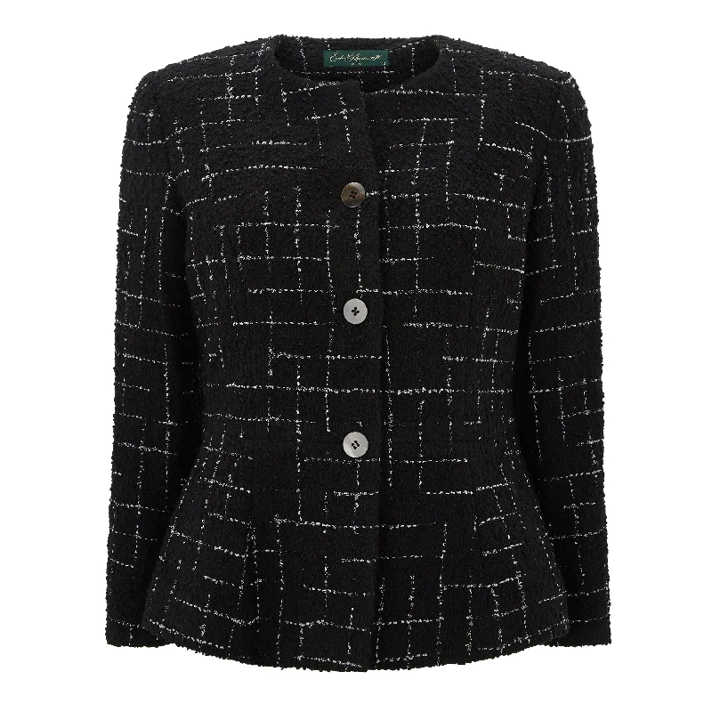 Hazel Tailored Glitter Check Wool Jacket Women's Relaxed Clothes