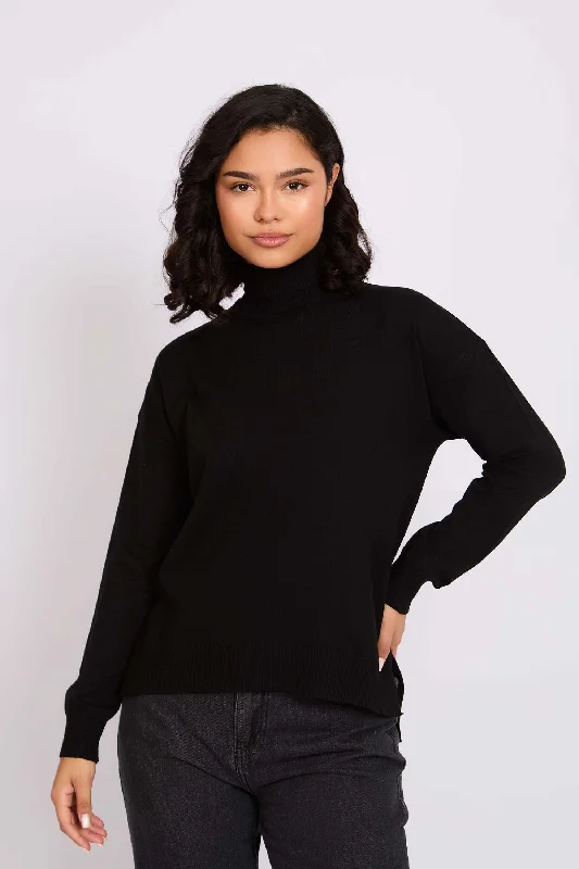 Women Pullover High Neck Black Clothing Sale