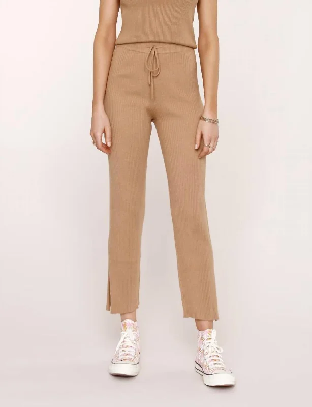 Verna Pant In Camel Comfortable Lounge Clothing