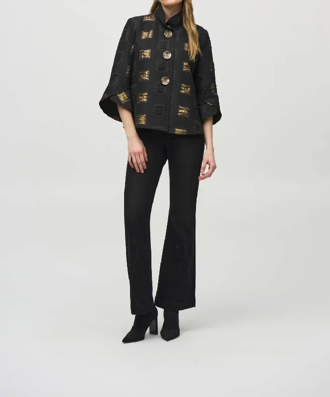 Jacqaard Jacket In Black/gold Casual Fashion for Women