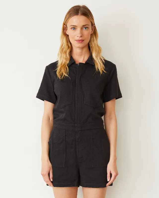 Faded Black Soft Twill Romper Women's Seasonal Clothing