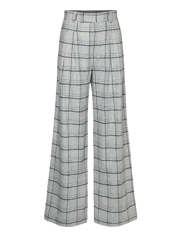 Women's Kaddy Checked Wool Mix Pants In Grey Checks Sale For Women