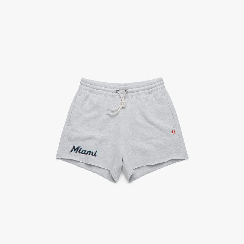 Women's Miami Marlins Jersey Logo Sweat Shorts Fashionable Women's Clothing