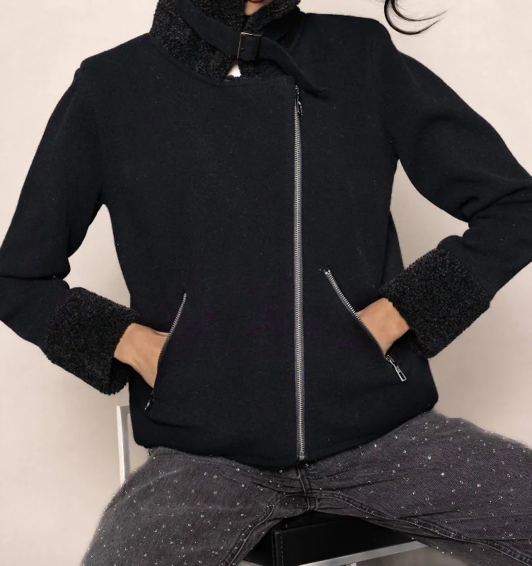 No Limits Zip Wool Jacket In Black Stylish Everyday Clothing