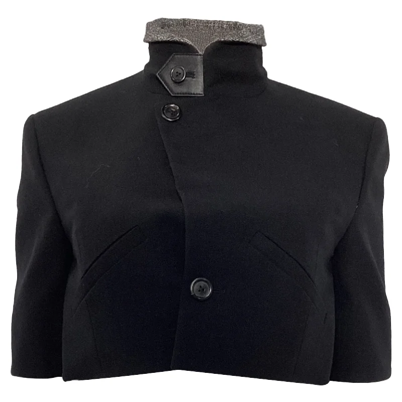 Louis Vuitton High-Neck Crop Blazer in Black Wool Women's Evening Wear Attire