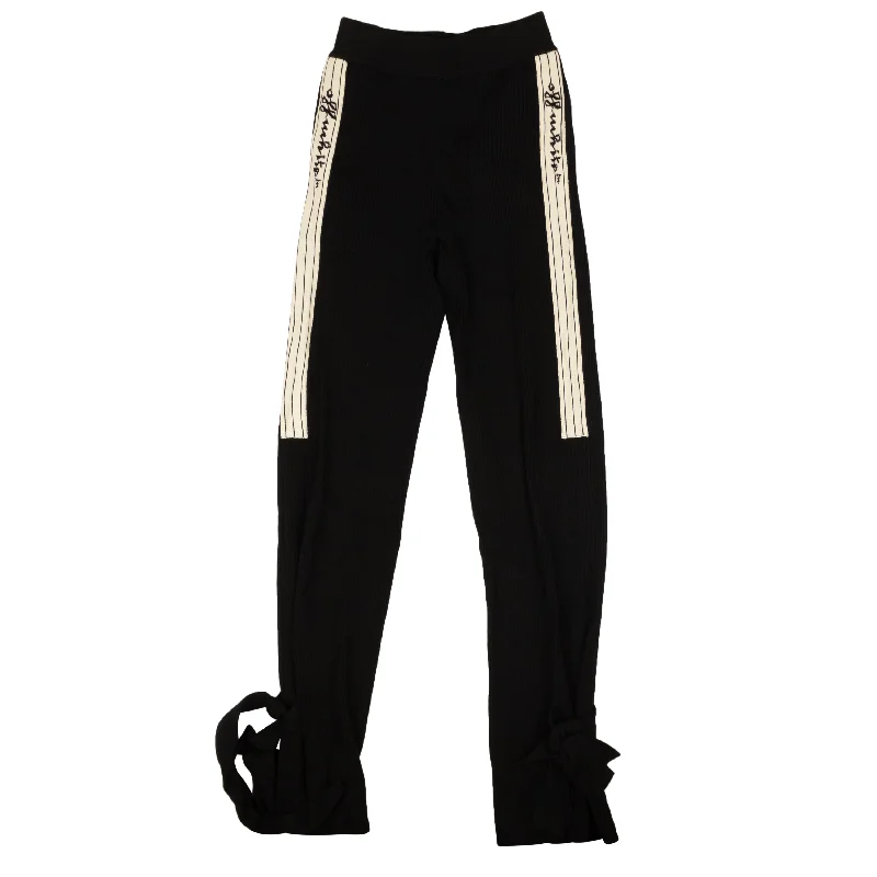 Off-White C/O Virgil Abloh Knitted Logo Stripe Pants - Black Women's Casual Wear Clothing