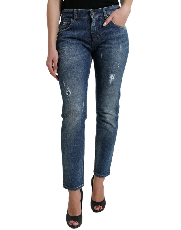 Dolce & Gabbana Chic Boyfriend Mid-Waist Stretch Women's Jeans Women's Casual Apparel For Weekends