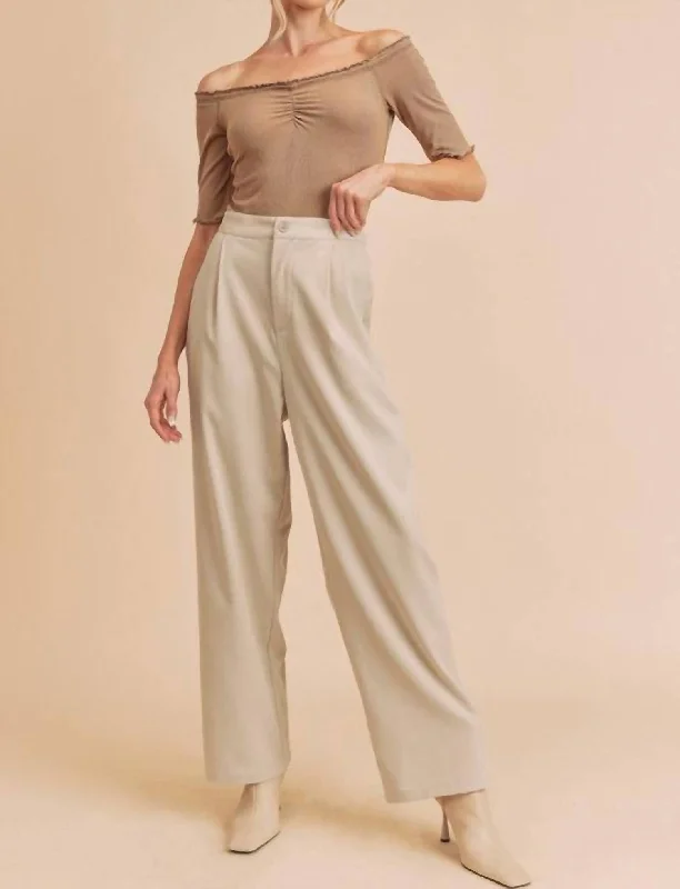 Wide Leg Trousers In Oat Women's Clothes for All-Day Comfort and Style