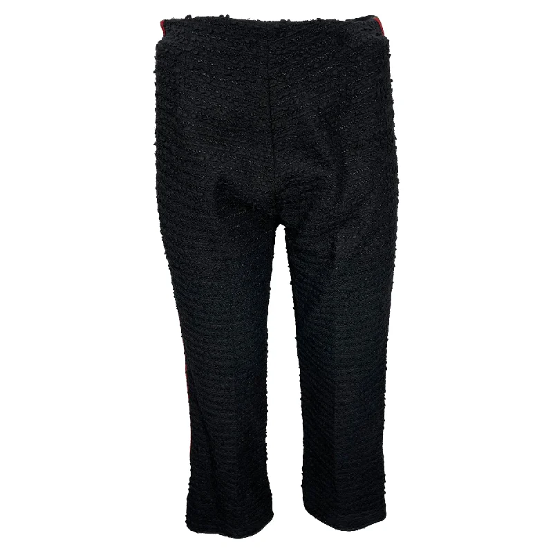 Gucci Lace Trim High-Rise Cropped Trousers in Black Cotton Tweed Women's Clothing Sets