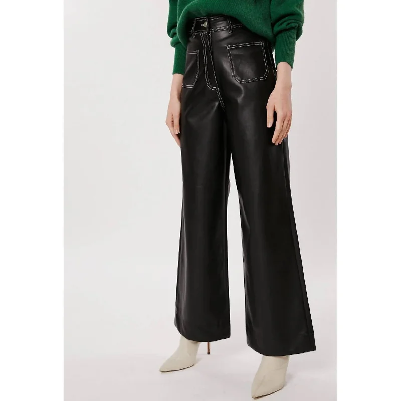 Terre Faux Leather Pants In Black Women's Trendy Clothes