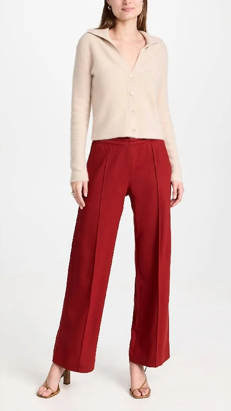 Fine Knit Wide Leg Pants In Scarlet Red Plus-Size Women's Garments