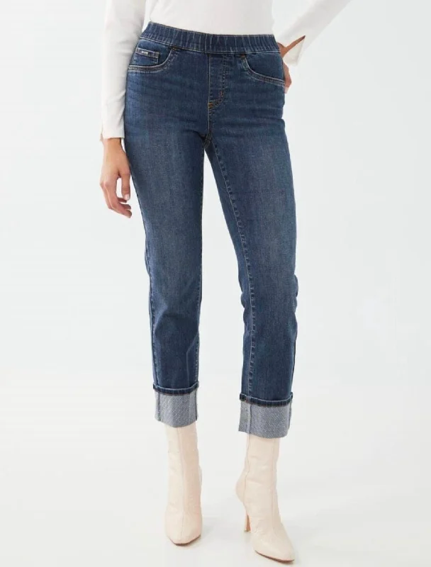 Pull On Straight Ankle Jeans In Vintage Denim Stylish Women's Garments For Holidays