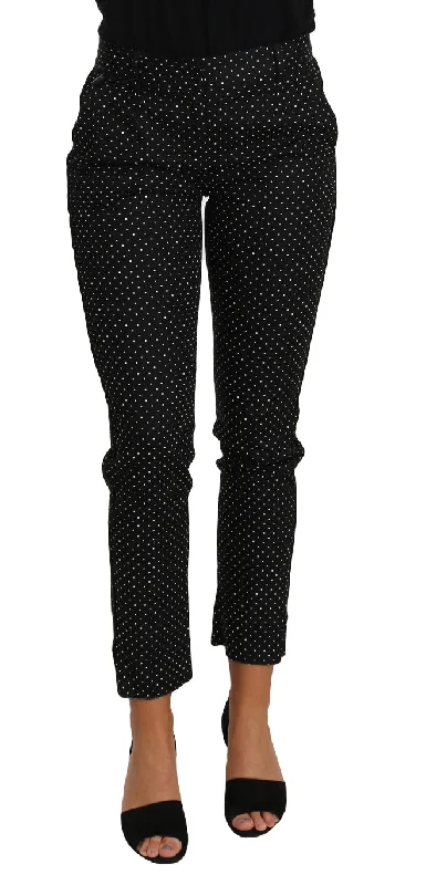 Dolce & Gabbana Elegant Polka Dot Cropped Women's Trousers Timeless Women's Apparel