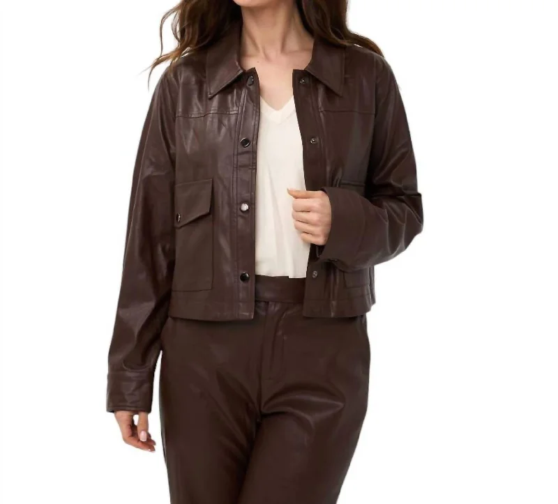 Pleather Jacket In Brown Latest Fashion for Women