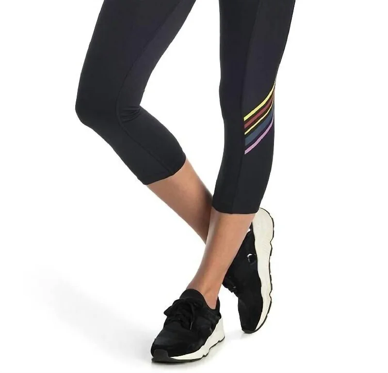 Studio Striped Capri Leggings In Black Women's Vacation Outfit