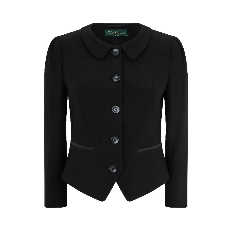 Libi Tailored Wool Crepe Jacket Black Women's Clothes For Work Events