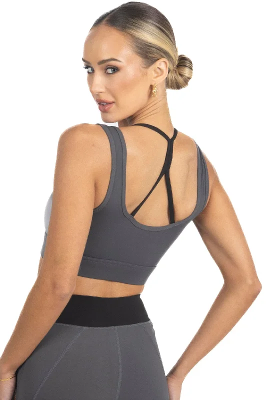 Cleo Color Block Activewear Sportsbra in Black Trendy Women's Dresses Online