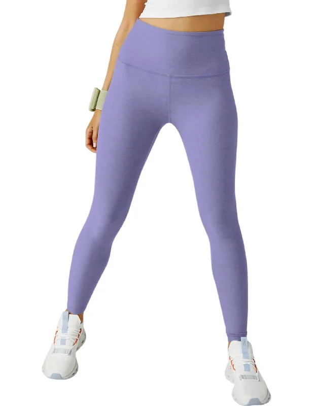 Spacedye Caught In The Midi High Waist Leggings In Periwinkle Cloud Heather Women's Night-Out Outfit