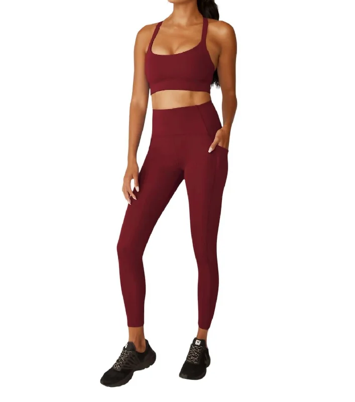 Strive Pocket Midi Legging In California Merlot Women's Outerwear Attire