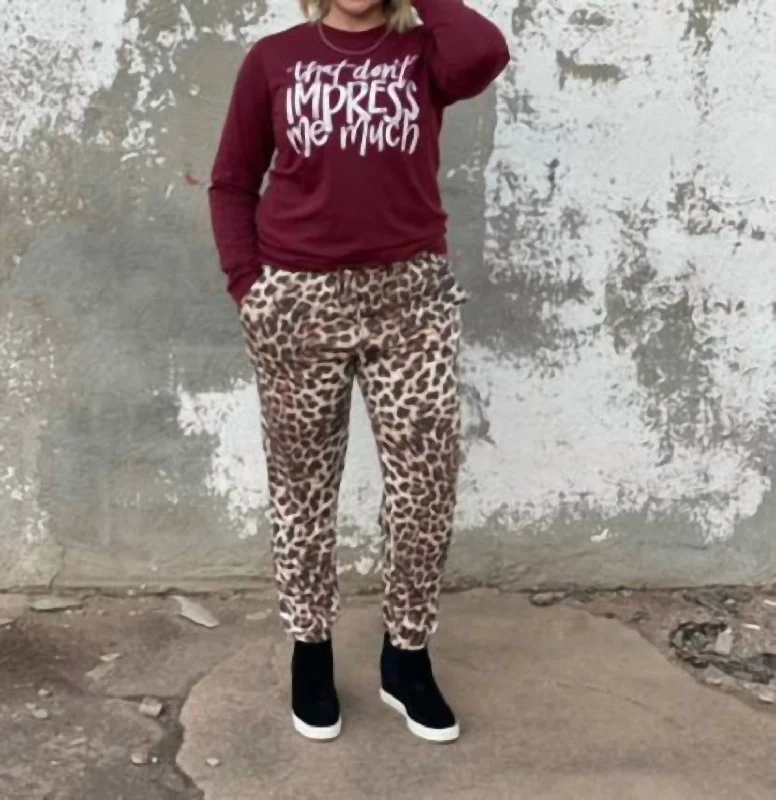 Leopard Jogger In Brown Women's Clothing Sets