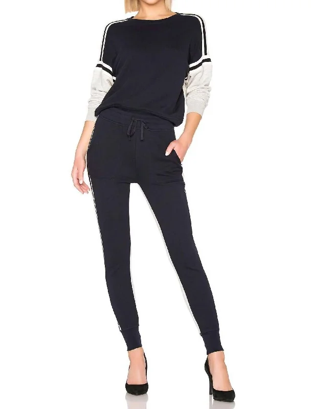 Jairo Side Stripe Sweatpants In Gray, Navy Women's Clothing And Garments Sets