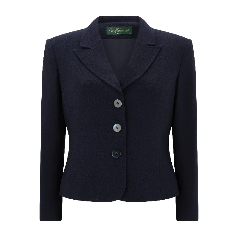 Navy Jennifer Tailored Wool Crepe Jacket Women's Clothes For Outdoor Events