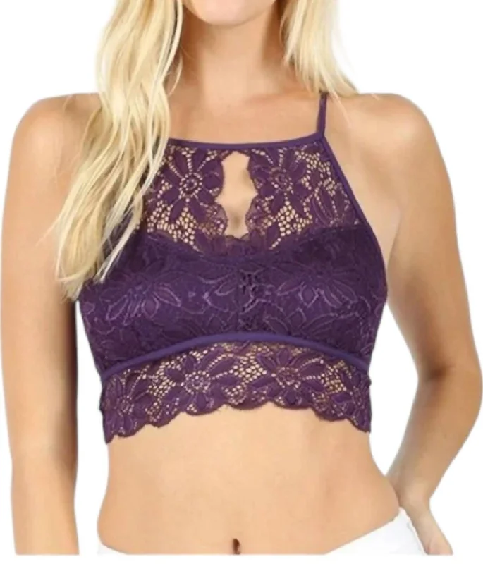 Lace Bralette In Purple Relaxed Fit Women's Fashion