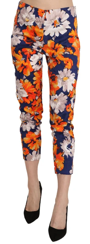 LANACAPRINA  Floral Print Skinny Slim Fit Trousers Women's Pants Minimalist Style