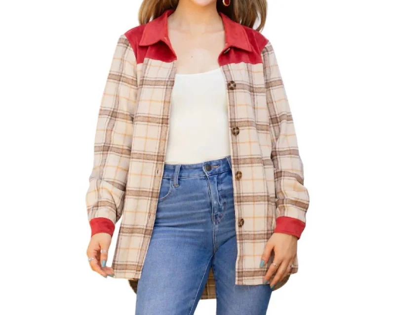 Fall Plaid Jacket In Beige Multi Chic Women's Clothing