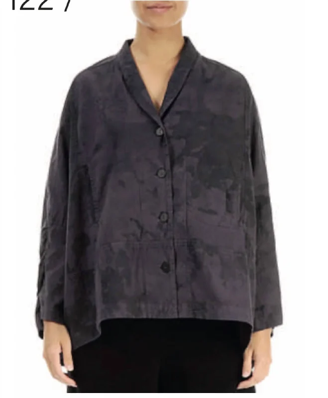 Printed Jacket In Purple Women's Street Style Casual Wear