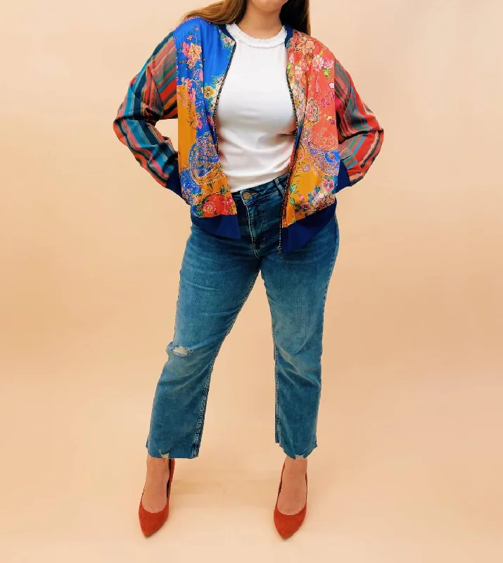 Faith Bomber Jacket In Multicolor Casual Women's Clothing Online