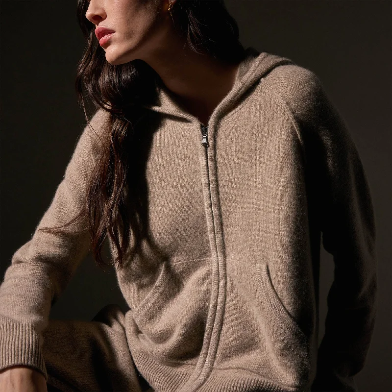 Recycled Cashmere Track Jacket - Coyote Outfits For Women