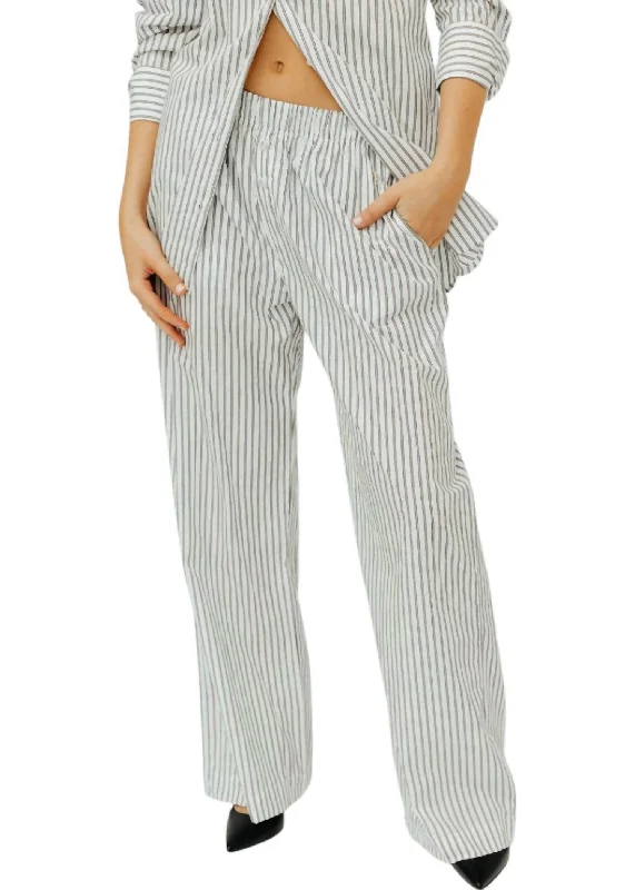 Poplin Lounge Pants In Black/white Stripe Women's Classic Outfit