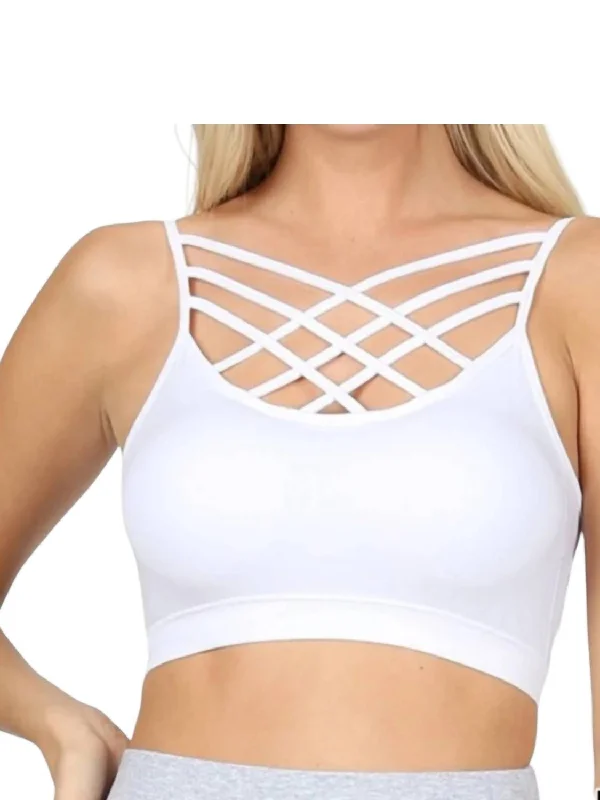 Strappy Seamless Bralette In White Easygoing Women's Style