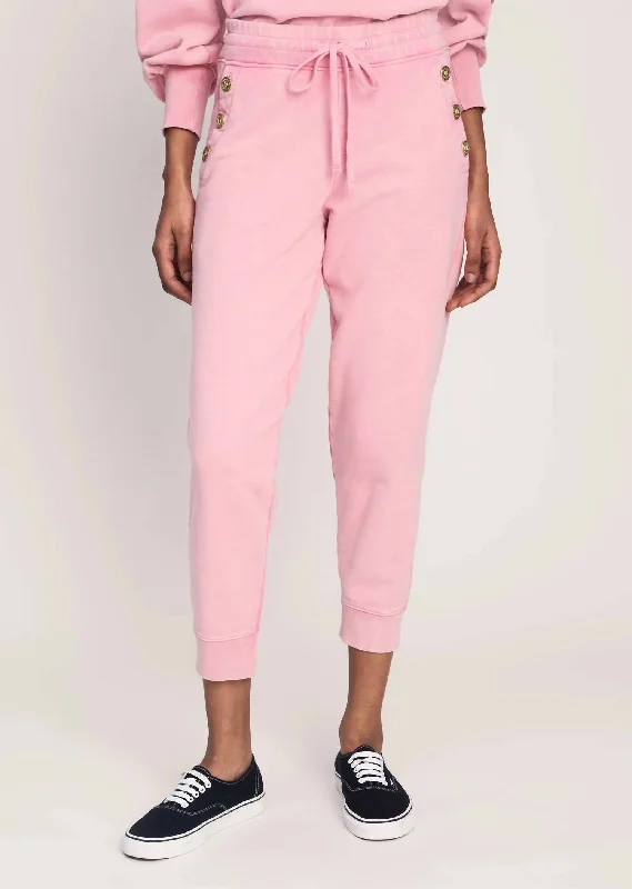 Jax Sweatpant With Sailor Buttons In Pink Lady Women's Plus-Size Apparel