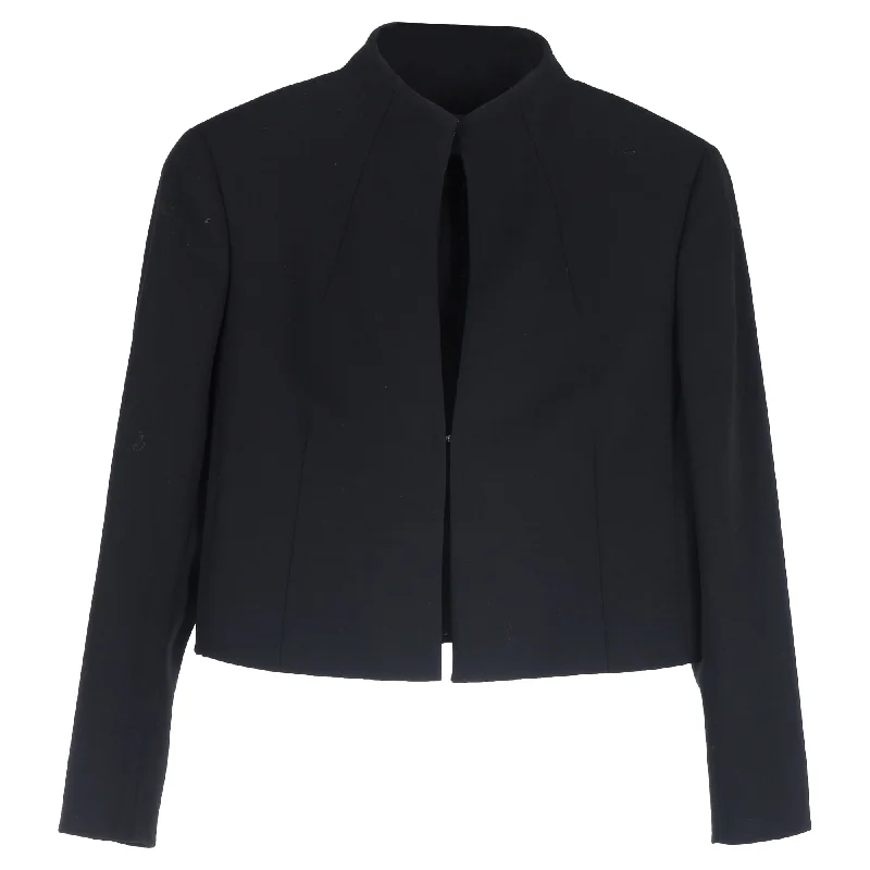 Akris Pandora Short Jacket in Black Wool Women's Elegant Evening Attire