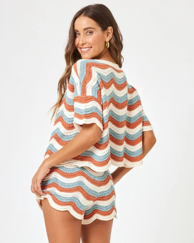 Make Waves Knit Short - Del Mar Stripe Discount Price