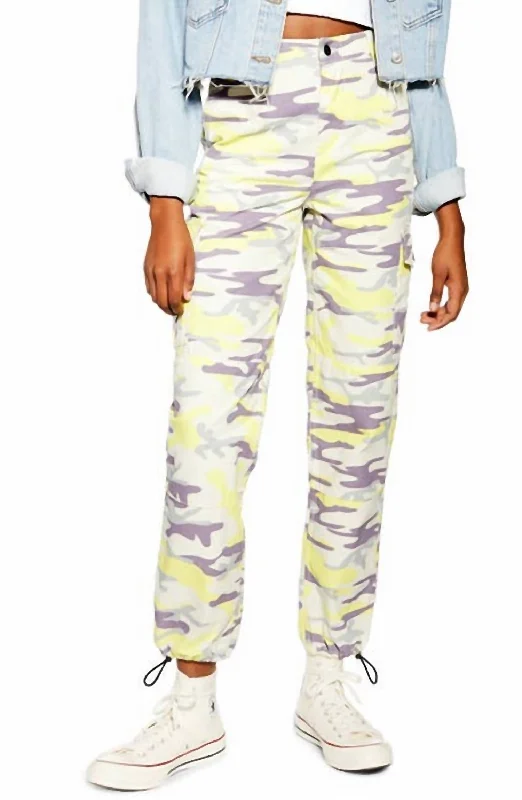 Camo Print Utility Pants In Multicolor Preppy Style