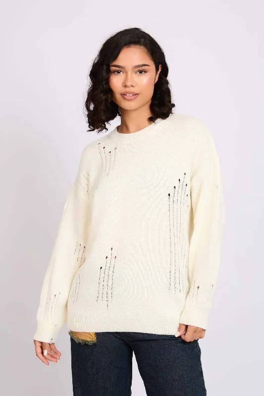 Women Pullover Loose Fit Off White Women's Clothing Sale Online