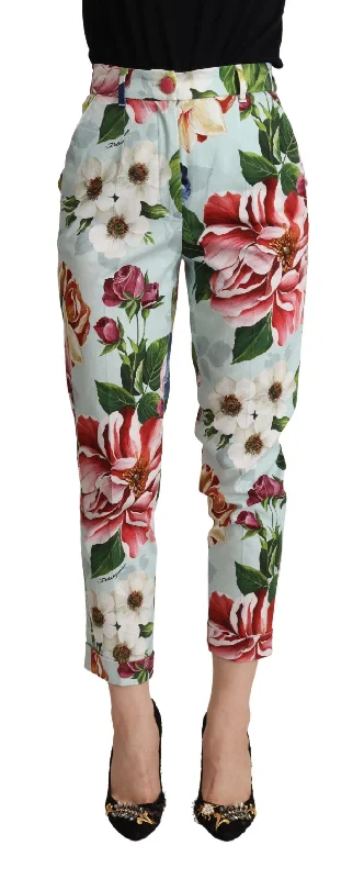 Dolce & Gabbana Elevate Your Chic with Floral Tape Women's Pants Women's Evening Clothing