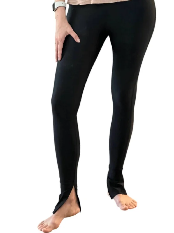 Shimmer Slit High-Rise Legging In Black Women's Trendy Outfits